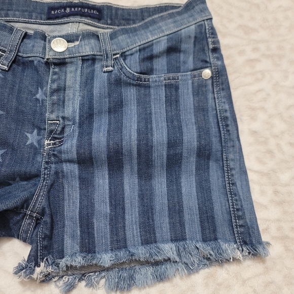 Rock & Republic Lolita Freedom Rock Stars Stripes Denim Jean Shorts Size 6 - Picture 3 of 14